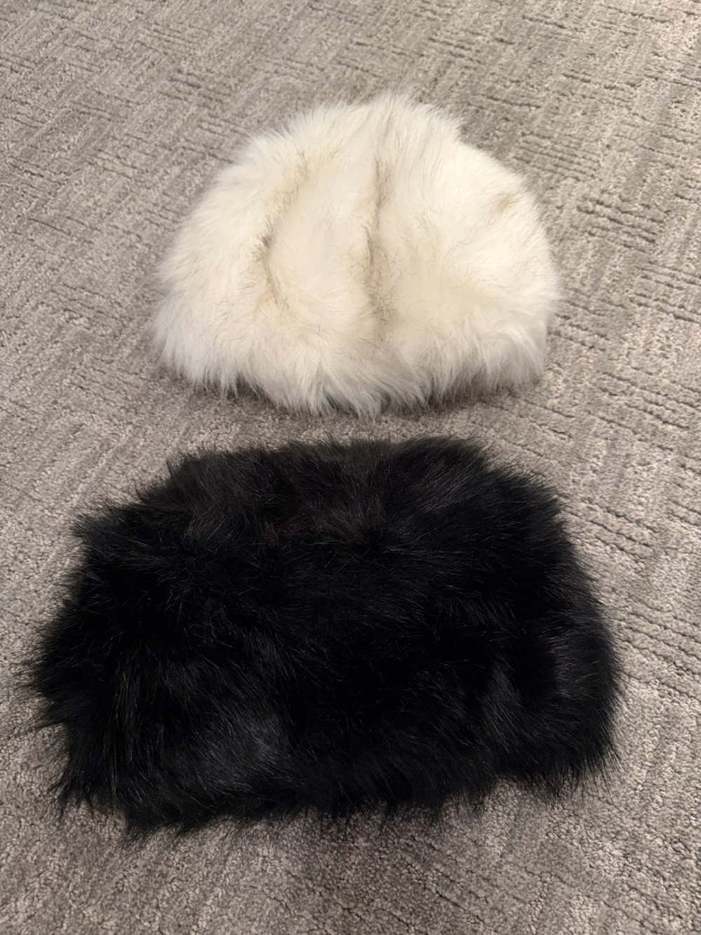 Faux Fur Winter Headband - Black and Cream